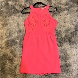 Pink Sleeveless Embroidered Sheath Dress